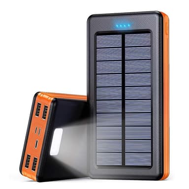 Solcellsladdare powerbank med solceller 20000 mAh Svart/orange