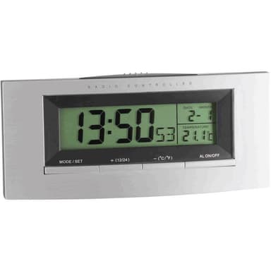 TFA Dostmann 98.1030 DCF Väckarklocka Silver, Svart