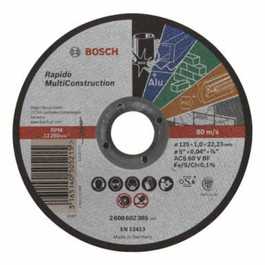 Separationspår rakt 125 mm 22.23 mm Bosch Accessories