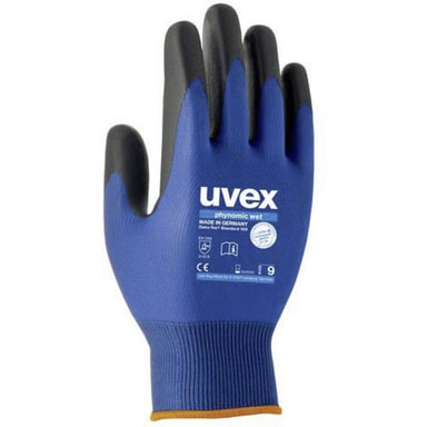10 Paar Uvex Unipur 6639 Arbeitshandschuhe – Schutzhandschuhe EN 388, Größe M, Schwarz/grau