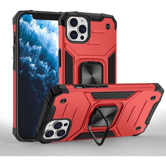 iPhone 13 Pro Max stöttåligt skal med ringhållare TPU/PC Röd