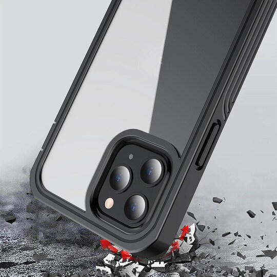 iPhone 13 Pro Max fodral med skärmskydd PC/PET svart/grå