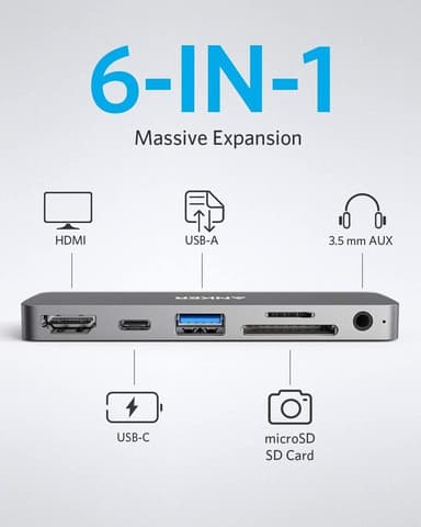 Anker PowerExpand 6-i-1 USB-C hubb