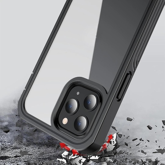 iPhone 13/13 Pro fodral med skärmskydd PC/PET svart/grå