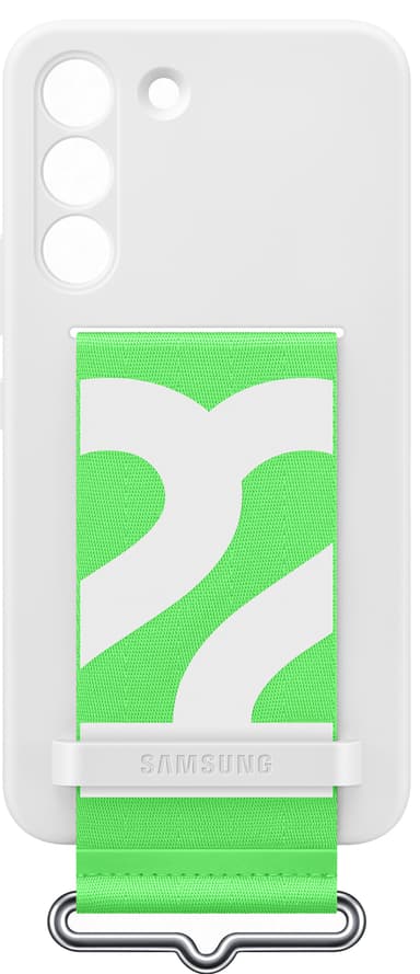 Samsung S22 silikonfodral med rem (vitt)
