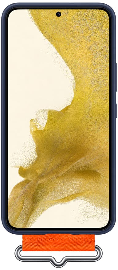 Samsung S22 silikonfodral med rem (marinblått)