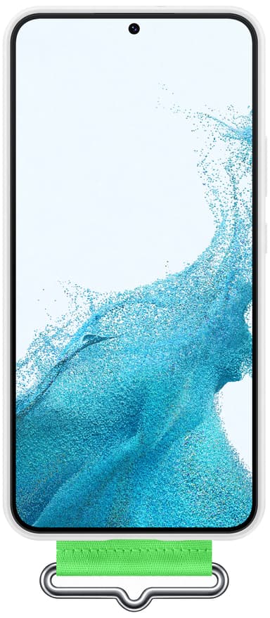 Samsung S22+ silikonfodral med rem (vitt)