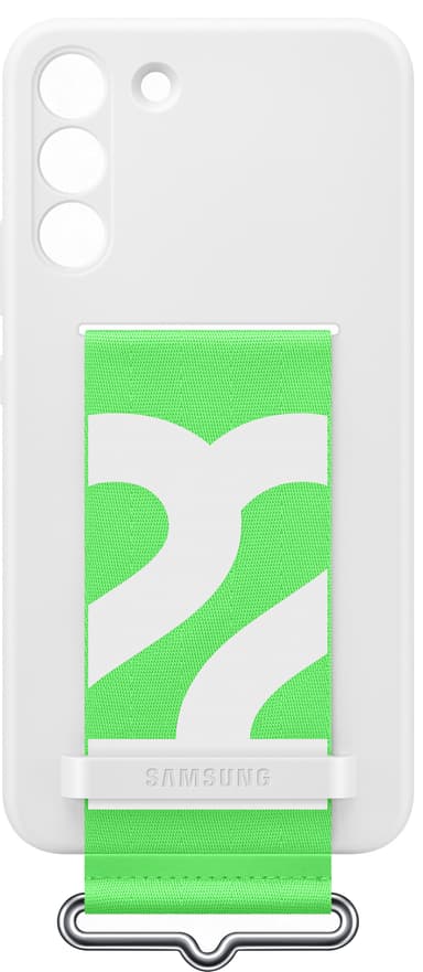 Samsung S22+ silikonfodral med rem (vitt)