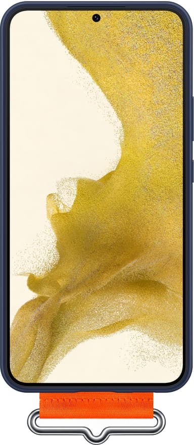Samsung S22+ silikonfodral med rem (marinblått)
