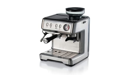 Espresso-maskin i metall, med kvarn