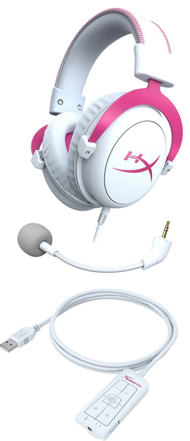 HyperX Cloud II gaming headset (vit/rosa)