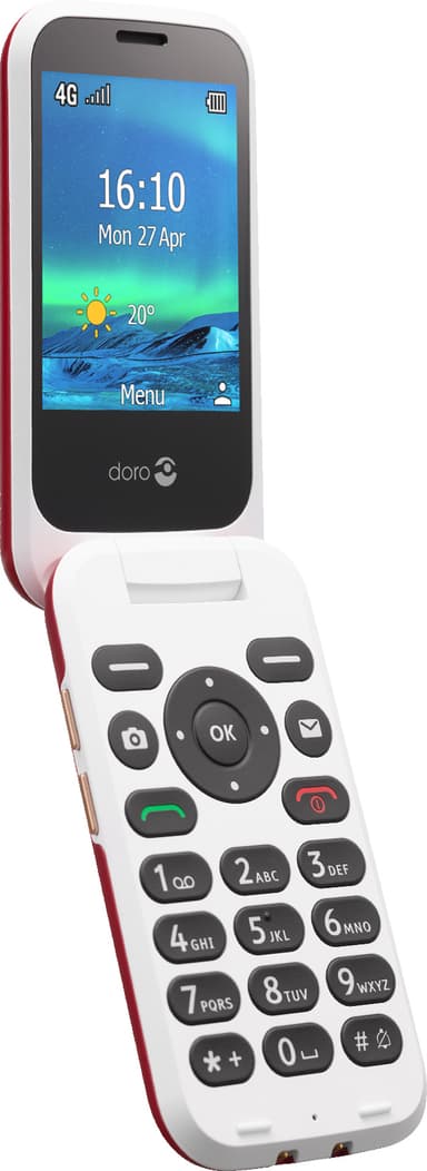 Doro 6881 mobiltelefon (röd/vit)