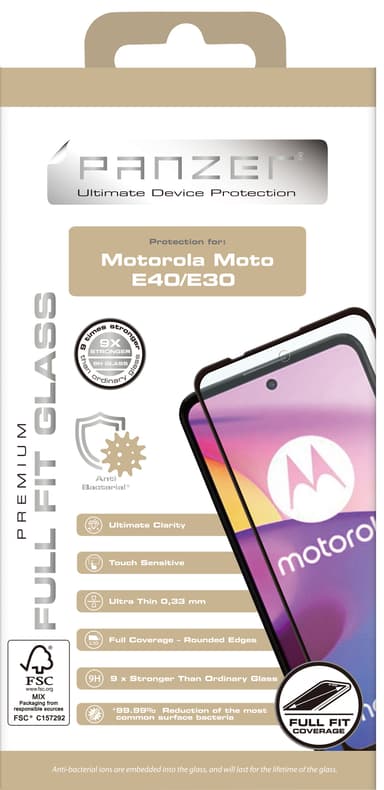 Panzer Full-Fit skärmskydd för Motorola Moto E40/E30