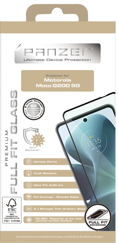 Panzer Full-Fit skärmskydd för Motorola Moto G200