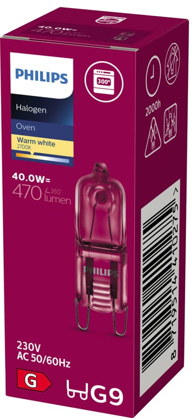 Philips halogenkapsellampa för ugn 40W G9 871951441027500