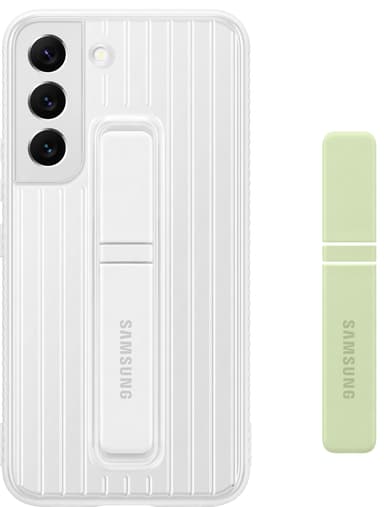 Samsung S22 skyddsfodral med ställ (vitt)