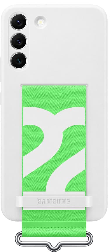 Samsung S22+ silikonfodral med rem (vitt)
