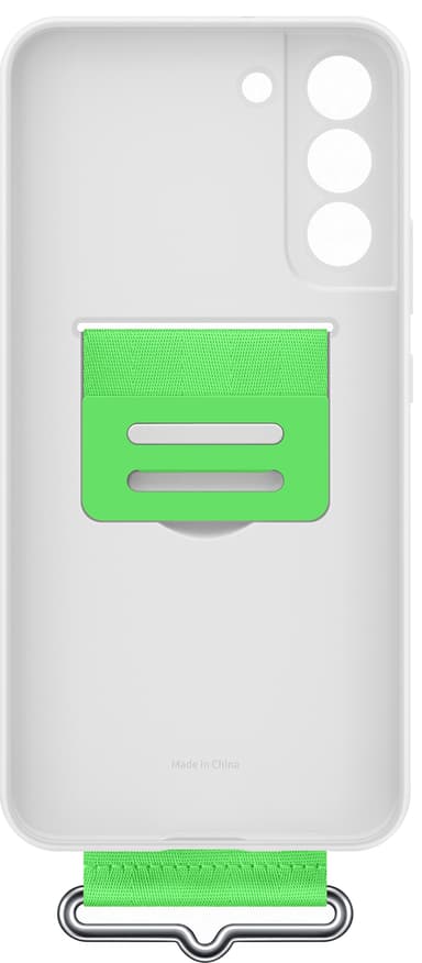 Samsung S22+ silikonfodral med rem (vitt)