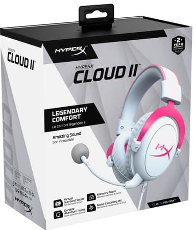 HyperX Cloud II gaming headset (vit/rosa)