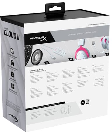 HyperX Cloud II gaming headset (vit/rosa)