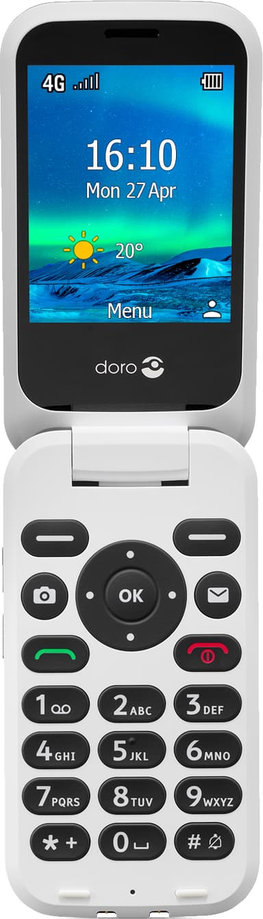 Doro 6821 mobiltelefon (svart/vit)