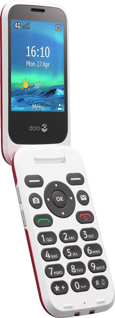 Doro 6821 mobiltelefon (röd/vit)
