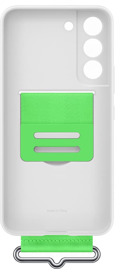Samsung S22 silikonfodral med rem (vitt)