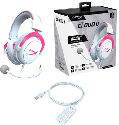 HyperX Cloud II gaming headset (vit/rosa)