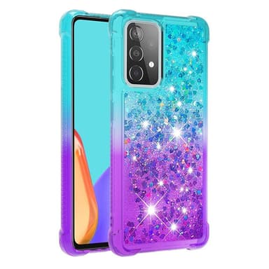 SKALO Samsung A52/A52s Kvicksand Glitter Hjärtan TPU-skal - Turkos-Lila