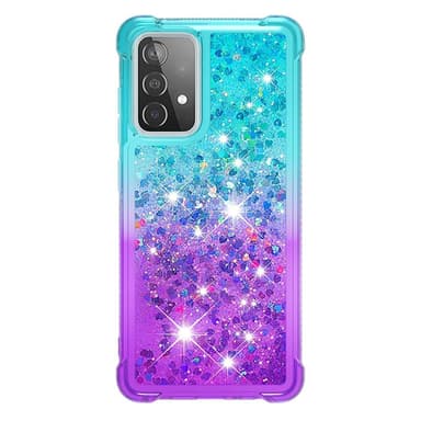 SKALO Samsung A52/A52s Kvicksand Glitter Hjärtan TPU-skal - Turkos-Lila