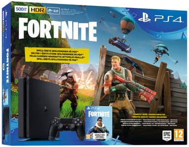 PlayStation 4 Slim 500 GB + Fortnite spelsamling