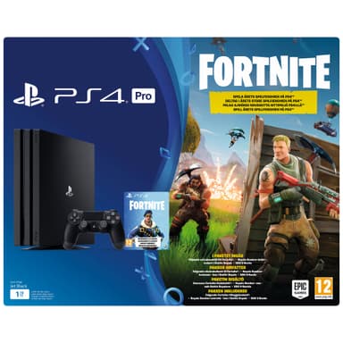 PlayStation 4 Pro 1 TB + Fortnite spelsamling PlayStation 4 Pro 1 TB + Fortnite spelsamling