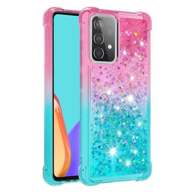SKALO Samsung A52/A52s Kvicksand Glitter Hjärtan TPU-skal - Rosa-Turkos