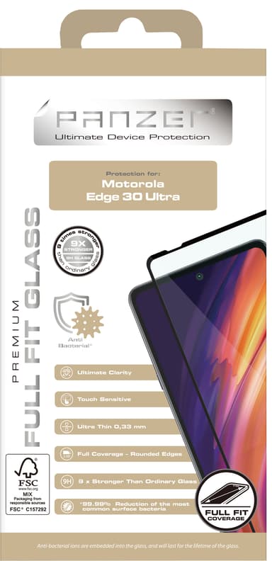 Panzer Full-Fit Motorola Edge 30 Pro skärmskydd (svart)