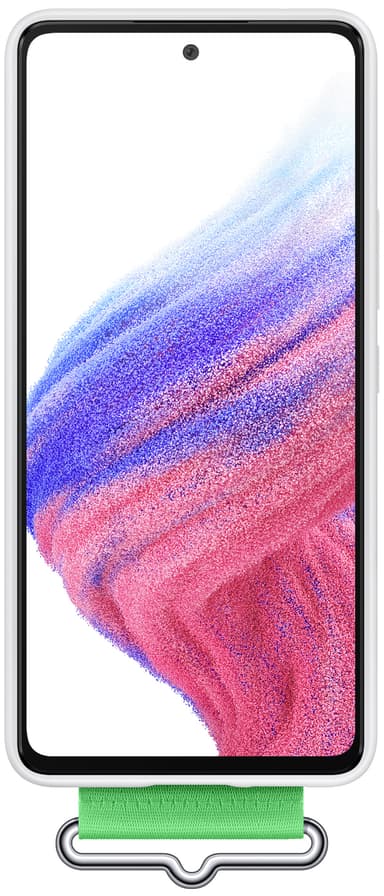 Samsung Galaxy A53 silikonfodral med rem (vitt)