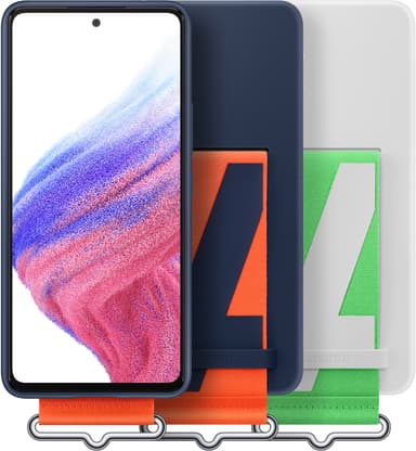 Samsung Galaxy A53 silikonfodral med rem (vitt)