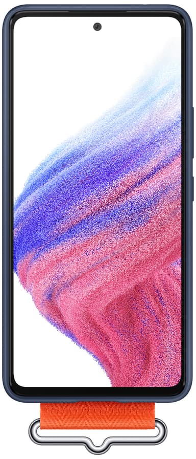 Samsung Galaxy A53 silikonfodral med rem (marinblått)