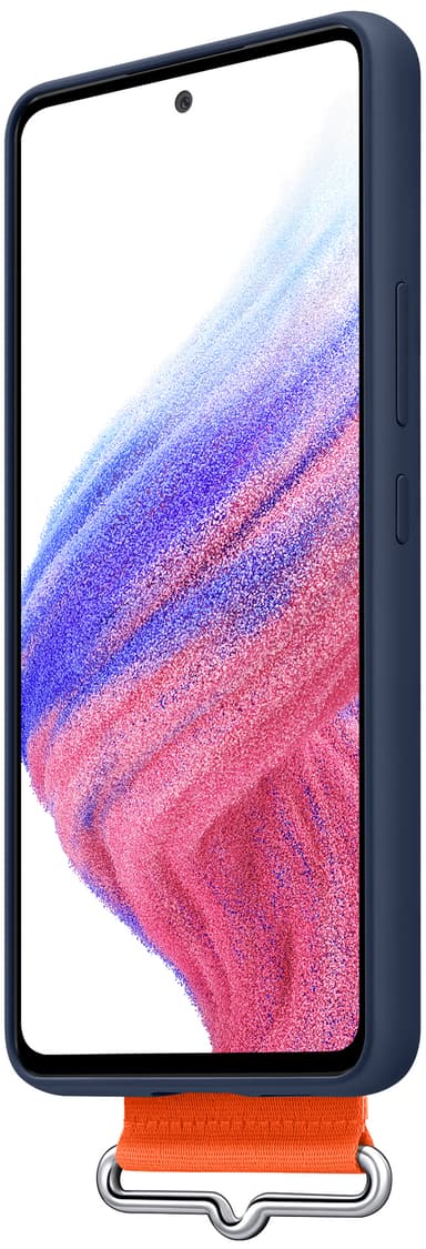 Samsung Galaxy A53 silikonfodral med rem (marinblått)