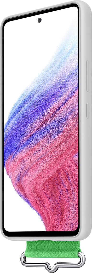 Samsung Galaxy A53 silikonfodral med rem (vitt)