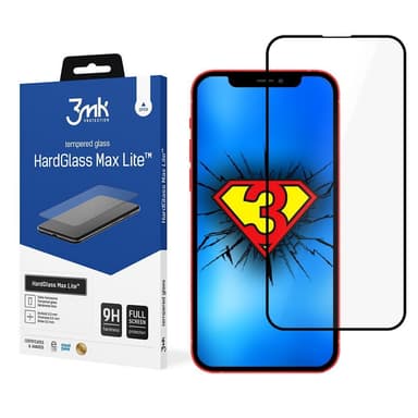3MK HardGlass Max Lite Skärmskydd, iPhone 13 Pro Max, Härdat glas, Sva