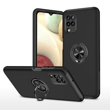 Samsung Galaxy A12 skal med Finger Ring och inbyggd plåt - Svart