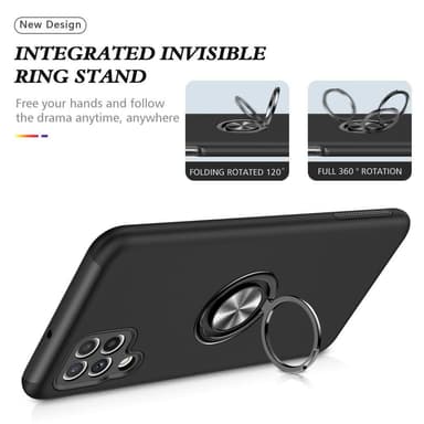 Samsung Galaxy A22 4G skal med Finger Ring och inbyggd plåt - Svart