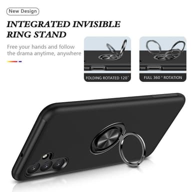 Samsung Galaxy A13  / A04s 4G skal med Finger Ring och inbyggd plåt - Svart