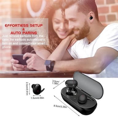Trådlösa Bluetooth-hörlurar In-Ear med laddningsfodral