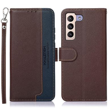 KHAZNEH RFID Block Samsung Galaxy S22+ Plånboksfodral - Brun/Blå