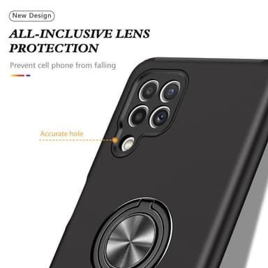 Samsung Galaxy A22 4G skal med Finger Ring och inbyggd plåt - Svart