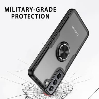 Samsung Galaxy S22 5G Hybrid skal med Finger Ring - Silver/Svart