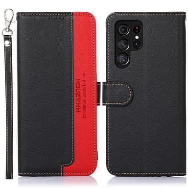 KHAZNEH Samsung Galaxy S22 Ultra Plånboksfodral - Svart/Röd
