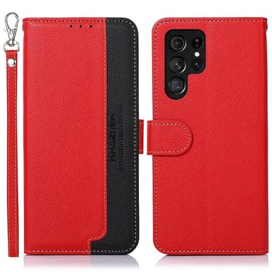 KHAZNEH Samsung Galaxy S22 Ultra Plånboksfodral - Röd/Svart