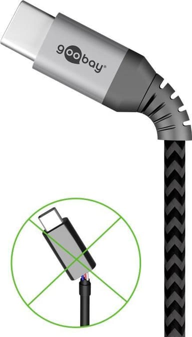 USB-C™-till-USB-C™-textilkabel med metallkontakter 2 m